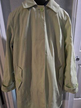 Braetan Coat Womens Key Lime Green Single Breasted Walker Trench Size XL EUC!